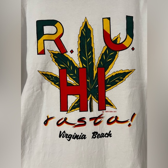 Vintage 1993 “R U High Rasta” Virginia Beach Tshirt - Picture 2 of 10
